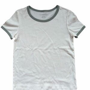 🔸White T-Shirt with Green Trim